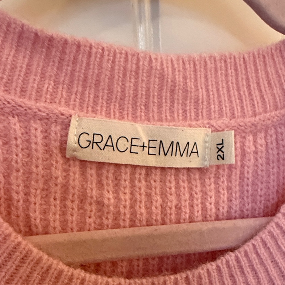 Grace & Emma Pink Sequin Christmas Tree Sweater 2X - Picture 2 of 7
